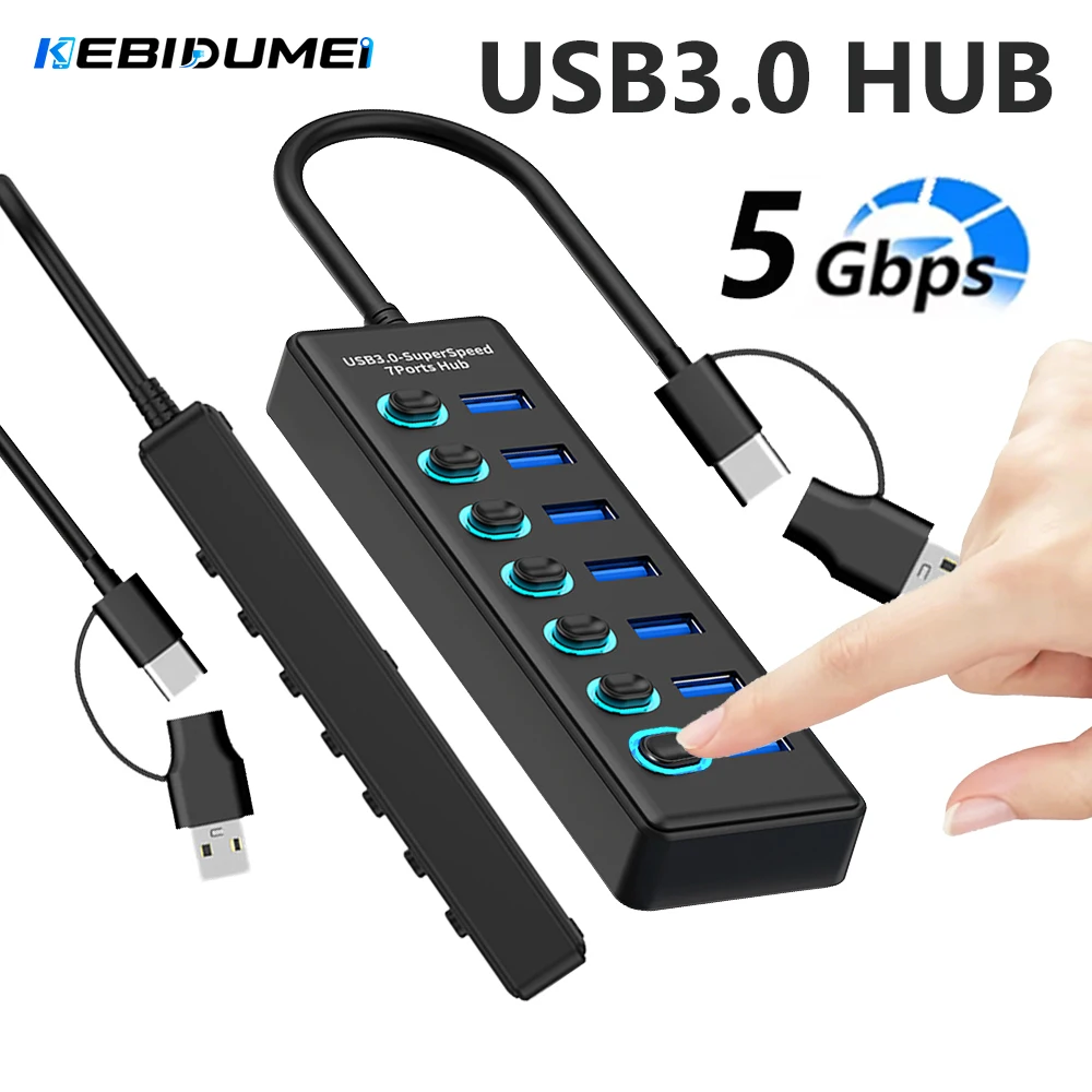 Usb Hub Gaming - KEBIDUMEI 7 Ports USB HUB 5Gbps