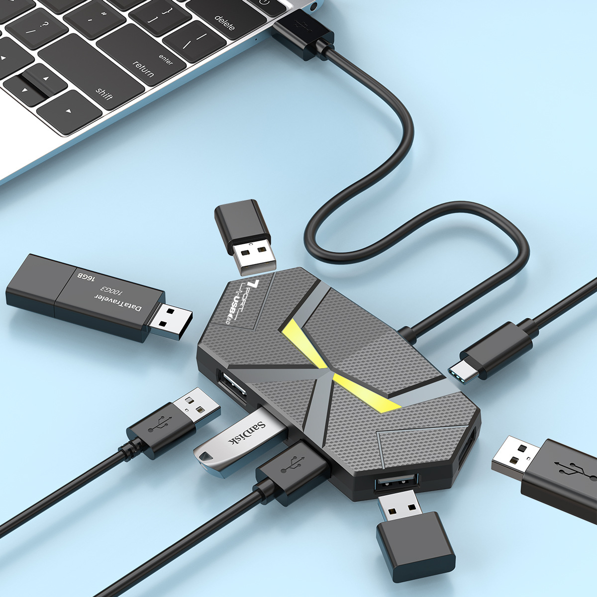 Usb Hub Gaming - 0.6CM/1.2M HUB 7-port Compatible USB2.0 Expansion