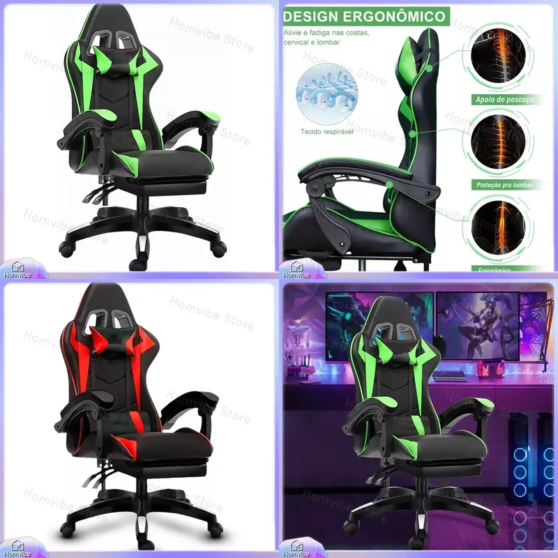 Pc Gaming Chair - High-Back Ergonomic Gaming Chair with Footrest