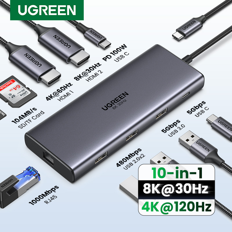 UGREEN Dual HDMI USB-C HUB 8K  - Usb Hub Gaming ulasan dan harga
