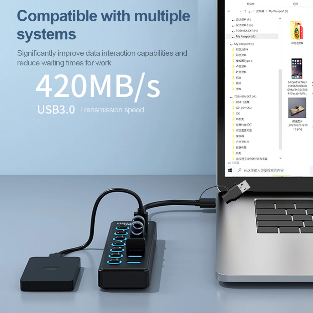 KEBIDUMEI 7 Ports USB HUB 5Gbp - Usb Hub Gaming ulasan dan harga
