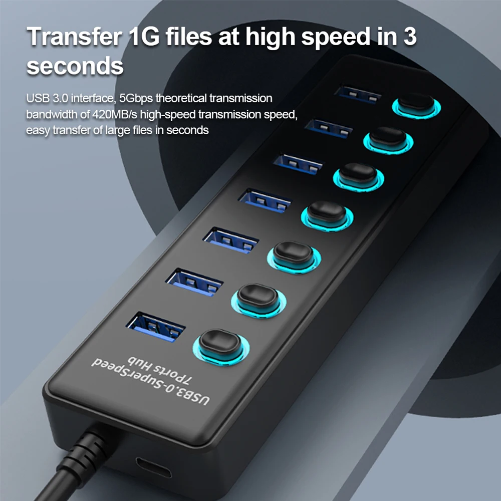KEBIDUMEI 7 Ports USB HUB 5Gbp - Usb Hub Gaming ulasan dan harga