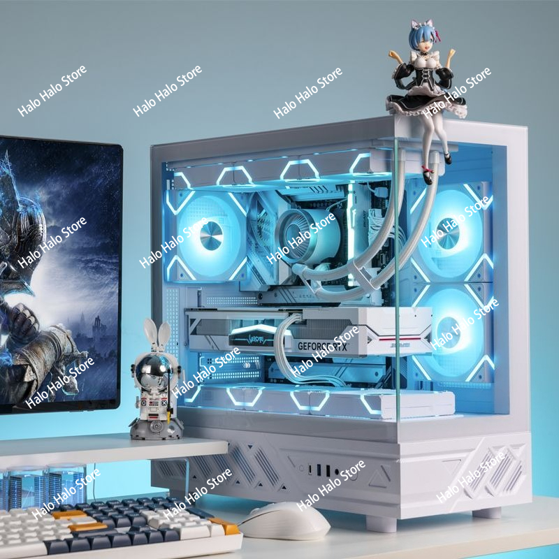White Seaview ATX PC Case Temp - Pc Gaming Liquid Cooling ulasan dan harga