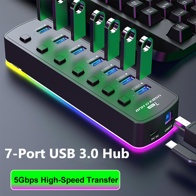5Gbps High Speed Transfer 7 Po - Usb Hub Gaming ulasan dan harga