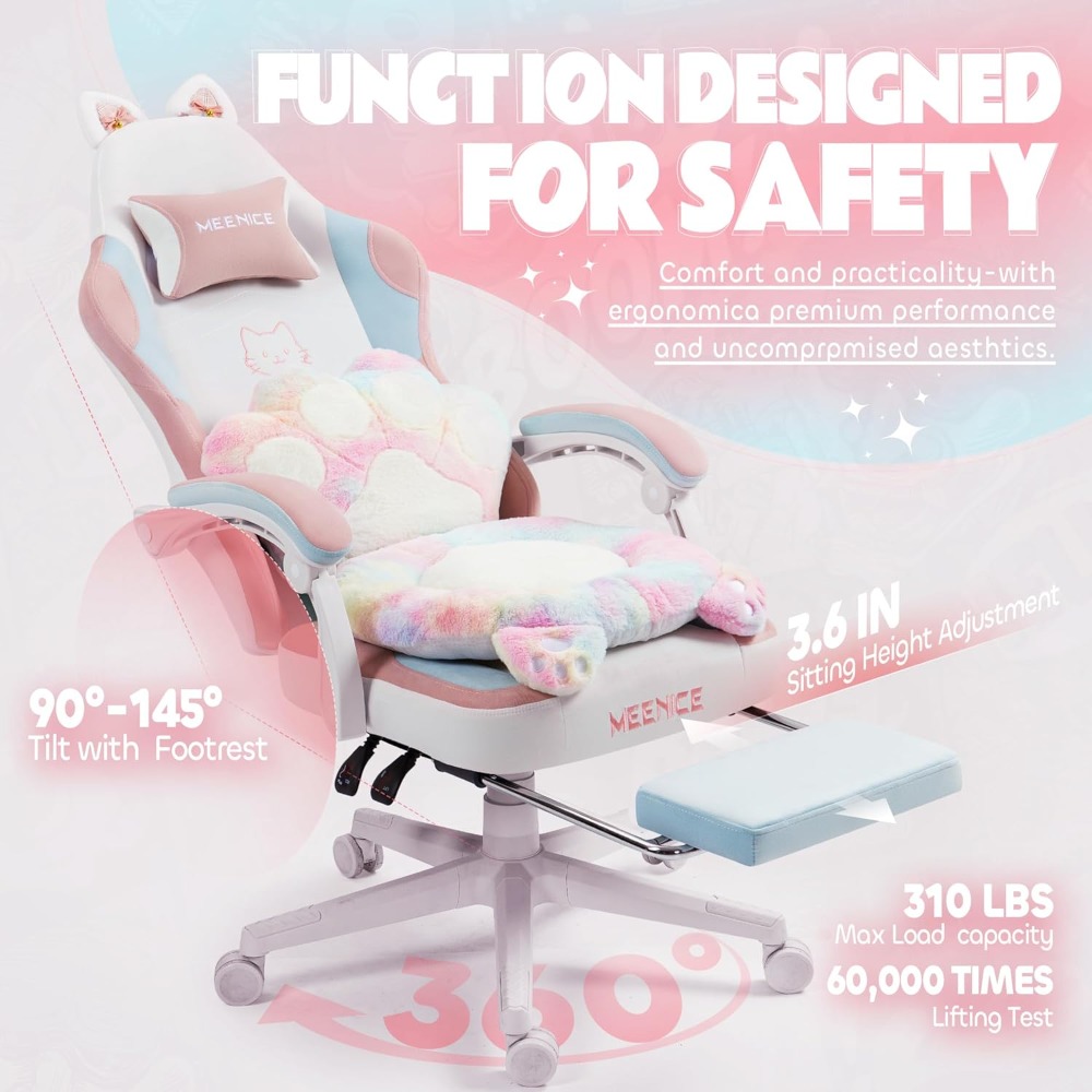 Gaming Chair Cute with Cat Ear - Pc Gaming Chair ulasan dan harga